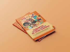 Figuras 6 y 7. Dos aspectos de la guía Zumbambicos, cuspes y canicas del Museo Taminango. 20,5 x 25,5 cm, 16 páginas (2015). Coordinación y concepto pedagógico: Sonia Patiño. Talleristas: maestra Eunice del Rocío Meneses, maestra Sandra Ivania Guerrero y el licenciado Giovanny Alberto Caicedo. Diseño e ilustraciones: Iván Benavides.