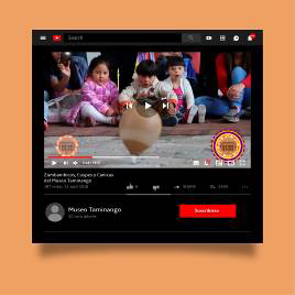 Figuras 8 y 9. A la derecha, «Artesanitos del Museo Taminango» (2018). Vídeo de 11 minutos. Concepto pedagógico: Sonia Patiño. Dirección: Ricardo Ceballos Peñafiel. A la izquierda, «Zumbambicos, cuspes y canicas del Museo Taminango» (2018). Video de 15 minutos. Concepto pedagógico: Sonia Patiño. Dirección: Ricardo Ceballos Peñafiel.