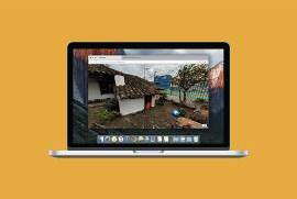 Figuras 14 y 15. Arriba, aspecto de la visita virtual a la Casona Taminango. Abajo, el modelo tridimensional de una ovilladora. Ambos son recursos disponibles en la página web del Museo. Desarrollo: Jonathan Venegas (2020-2021).