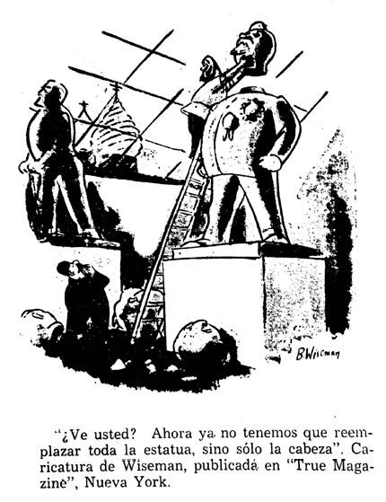 Fig. 10. Reemplazando la cabeza, de Wiseman. Tomado de periódico El Derecho, pág. 2. 7 de marzo de 1958, Retomado de True Magazine, New York.