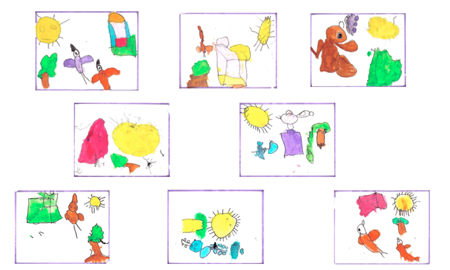 Fig. 21. El sol brilla en el horizonte. Dibujos de niños del Jardín Infantil Mariposas (2012).