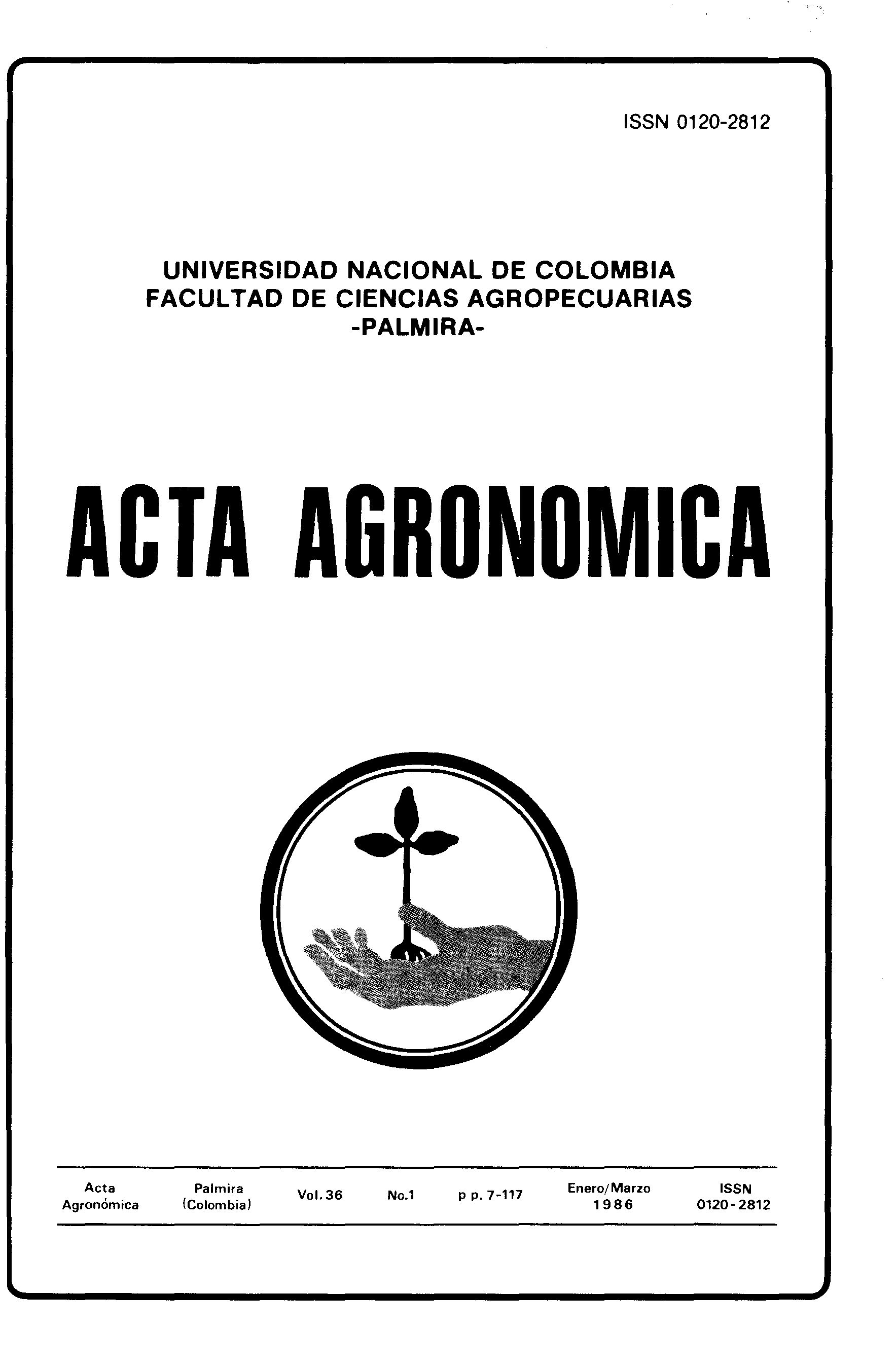 Acta Agronómica, Vol 36, No 1 (1986)