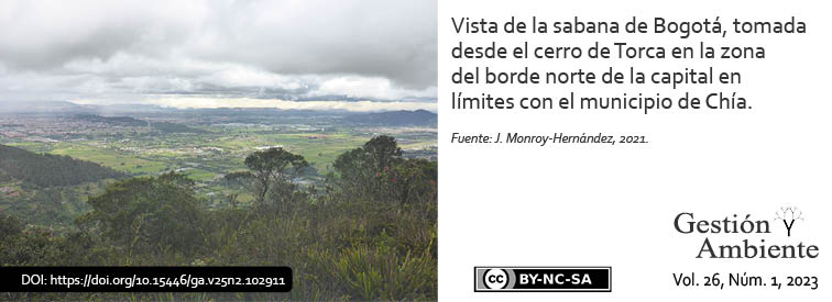 Vista de la sabana de Bogotá, tomada desde el cerro de Torca en la zona del borde norte de la capital en límites con el municipio de Chía. Fuente: J. Monroy-Hernández, 2021.