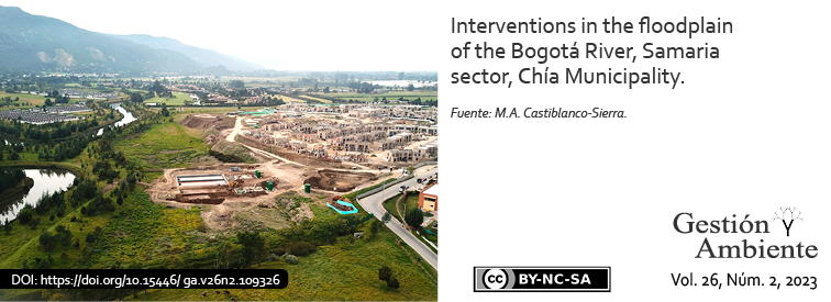 Interventions in the floodplain of the Bogotá River, Samaria sector, Chía Municipality