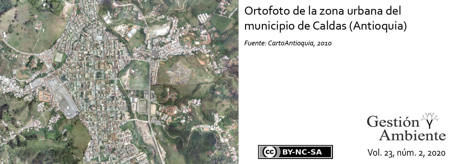 Ortofoto de la zona urbana del municipio de Caldas (Antioquia-Colombia). Fuente: CartoAntioquia (2010)