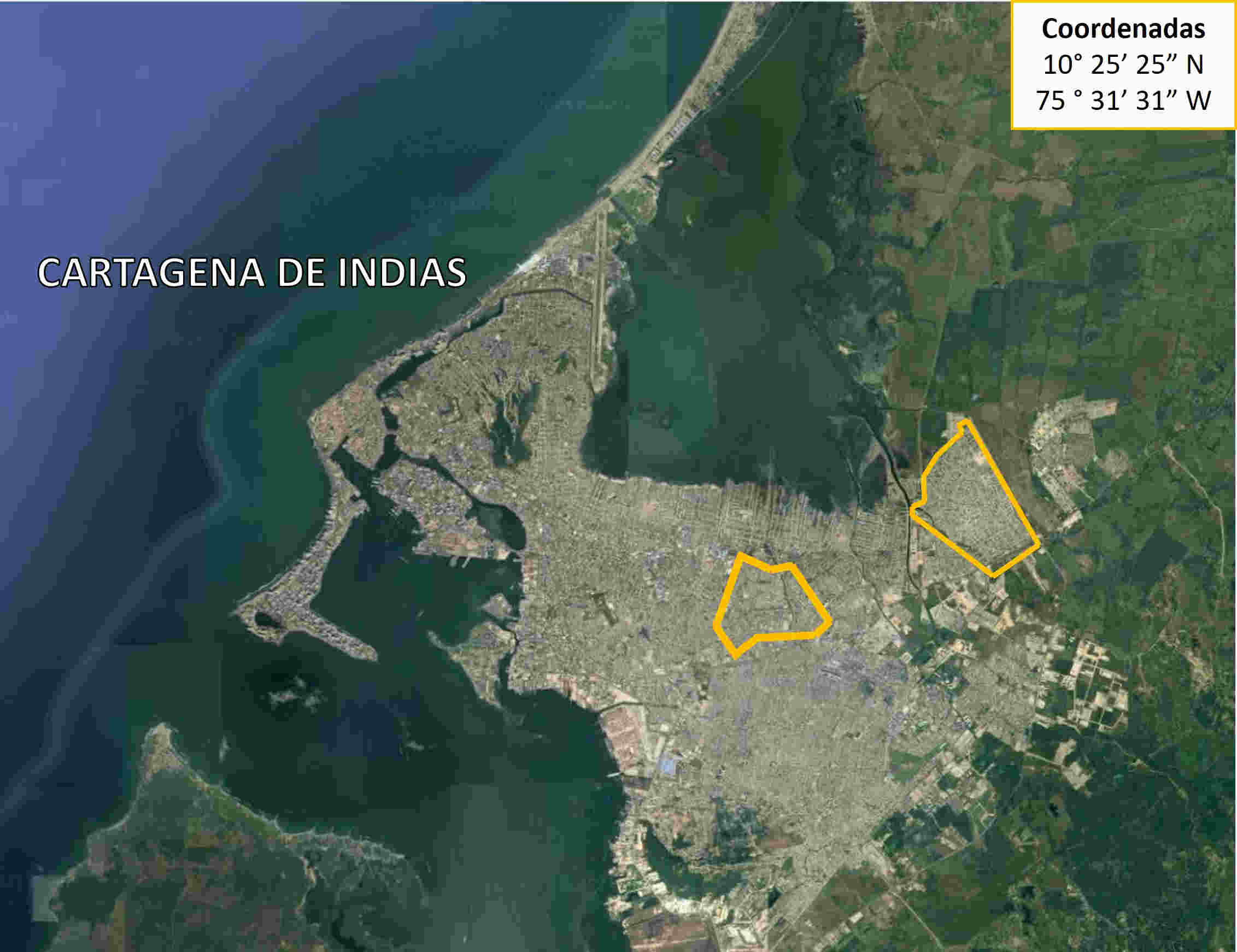 Barrios El Pozón y Las Gaviotas en Cartagena de Indias, Colombia. Fuente: elaboración propia (2020) tomada desde Google Earth.