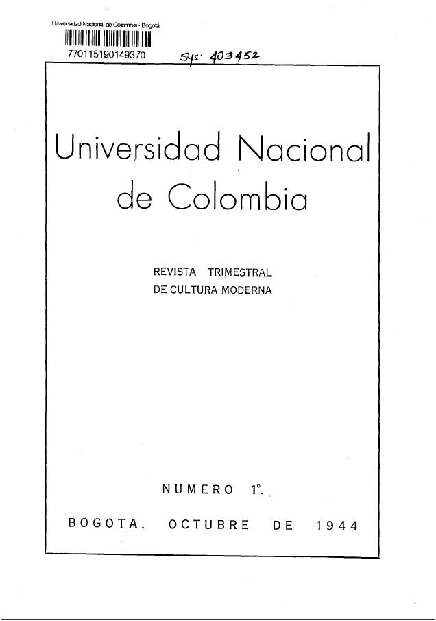 Revista Trimestral de Cultura Moderna No. 1 (Oct. 1944)