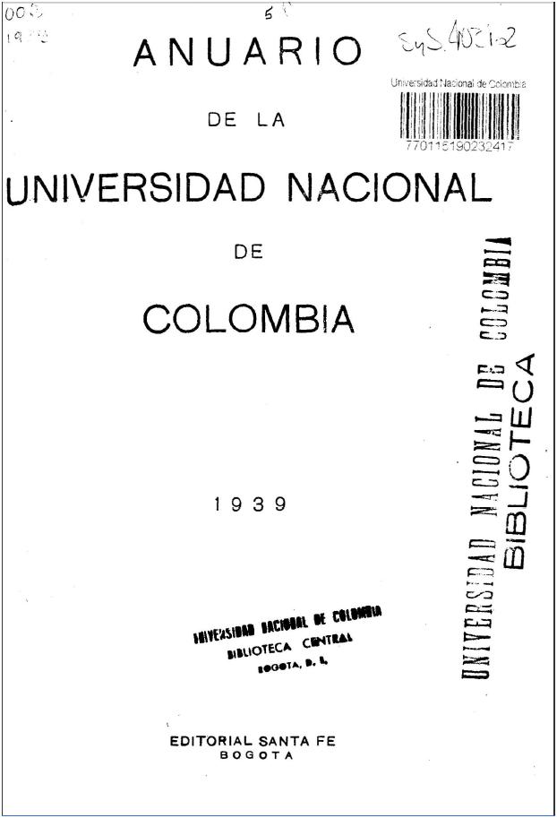 Anuario de la Universidad Nacional de Colombia (1939)