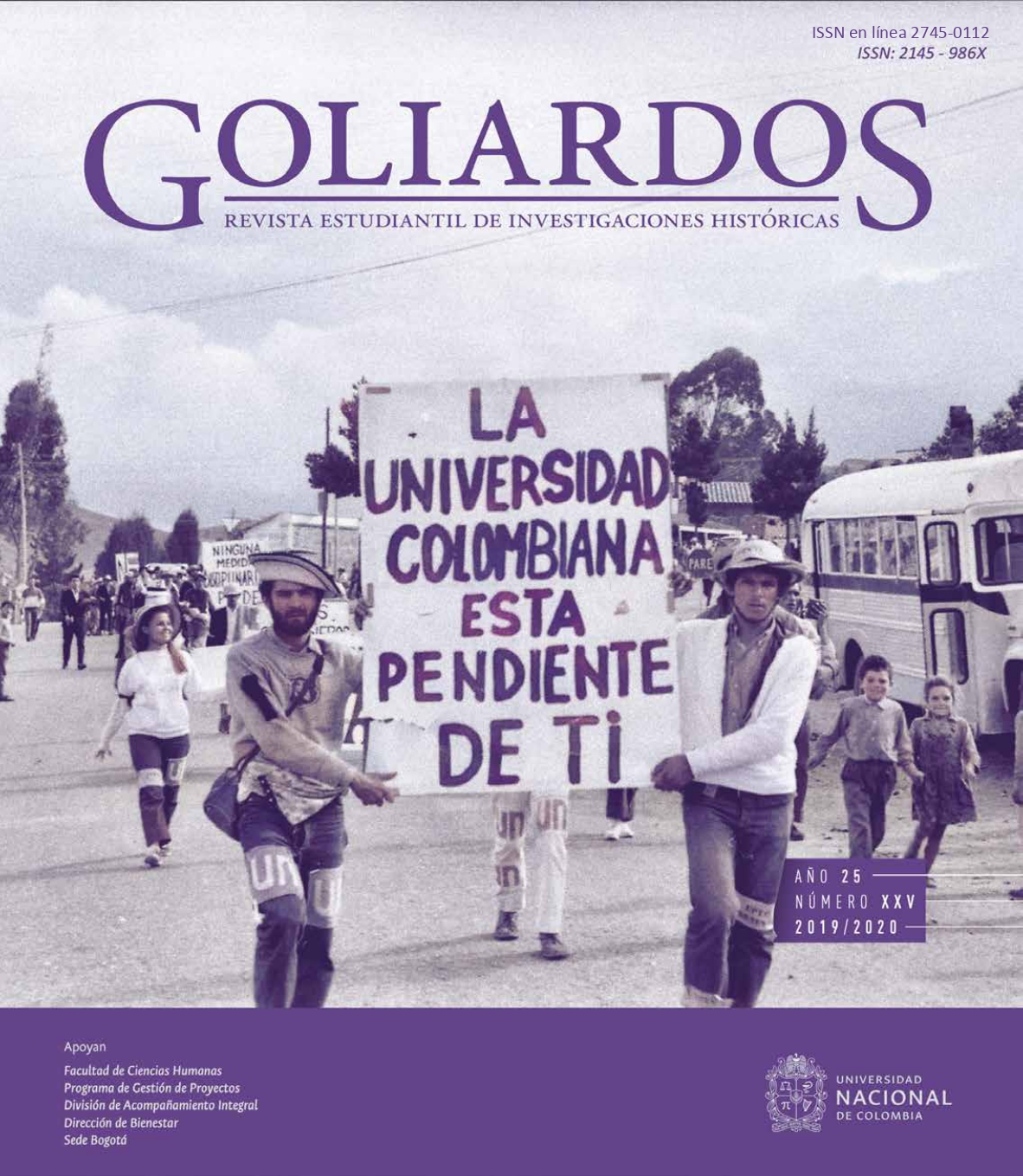 Imagen de portada: marcha 1970_260 «La Universidad colombiana está pendiente de ti» Fondo Jorge Mora. Archivo Central e Histórico Universidad Nacional de Colombia
